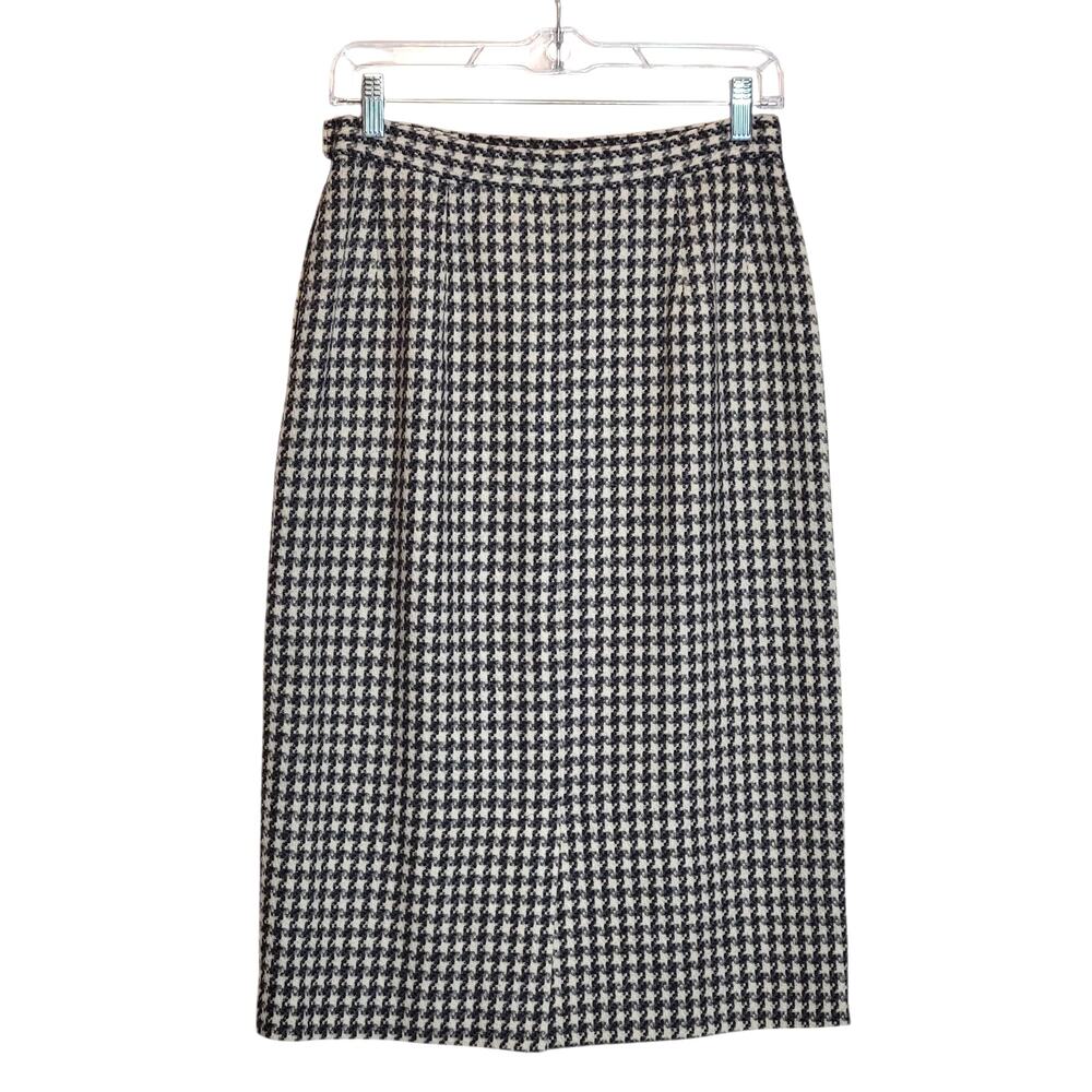 Pendleton Wool Houndstooth Pencil Midi Skirt Blac… - image 7